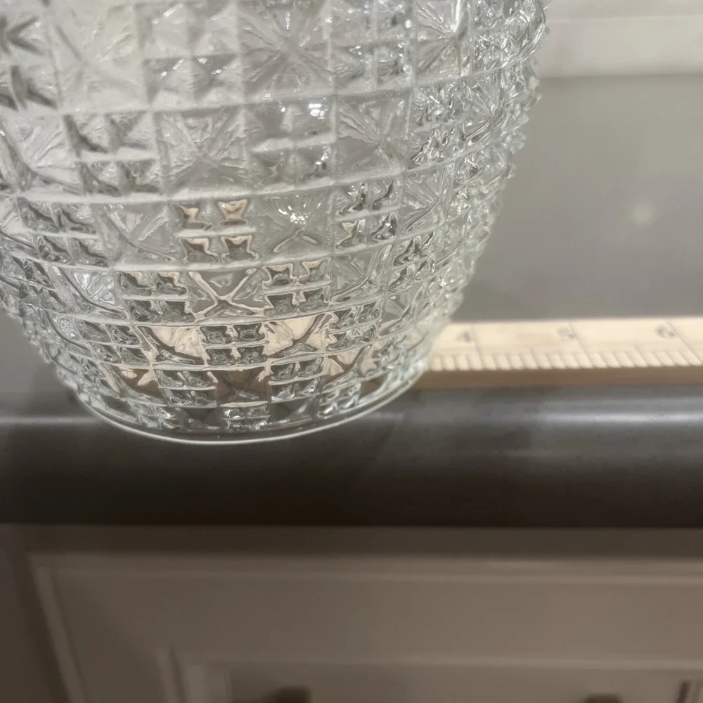 Vintage Crystal Light Globe Cover Clear Diamond Point Cut Glass 2